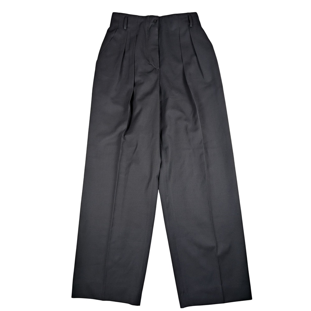 Vintage‎ 90s ESCADA BY MARGARETHA LEY Women Black Wool Pleated Wide Leg Pants 26